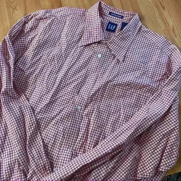 Gap Classic Oxford button down Shirt red gingham men’s XL - Picture 6 of 8